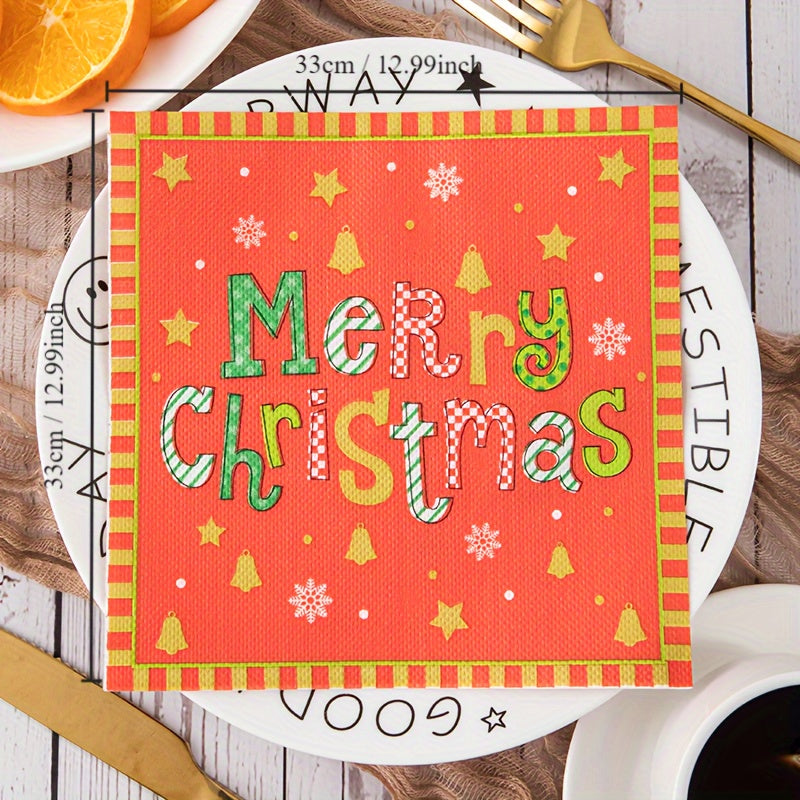 Christmas Printed Handkerchiefs Cartoon Party Paper Towels 20pcs