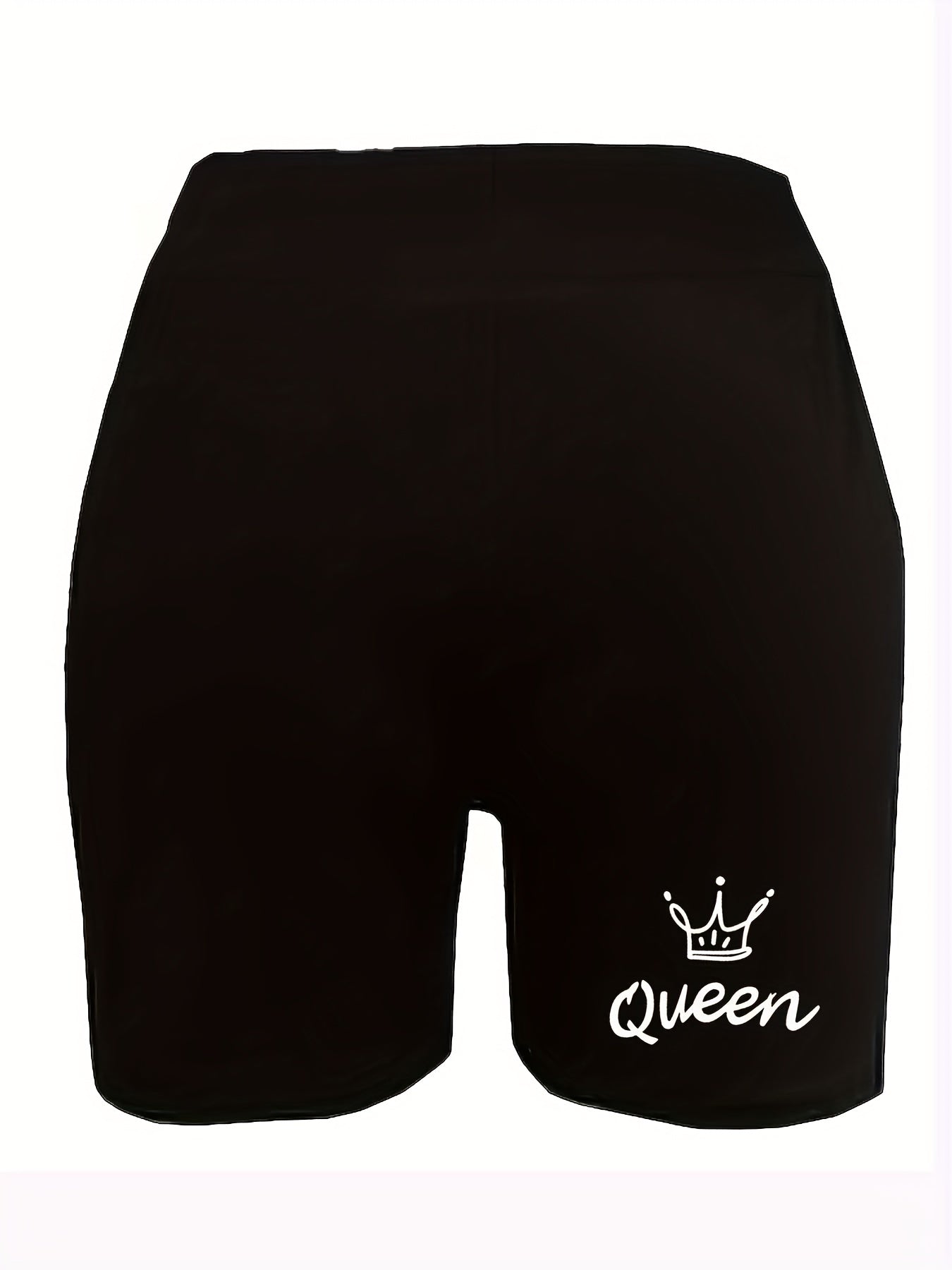 Crown Letter Print High Rise Biker Shorts