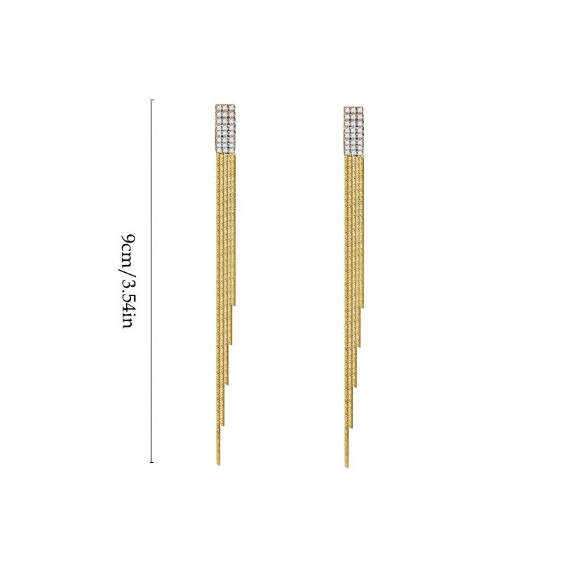 Rhinestone Chain Tassel Drop Stud Earrings Girls Ear Accessories