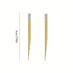 Rhinestone Chain Tassel Drop Stud Earrings Girls Ear Accessories