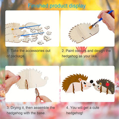 10pcs Christmas Wooden Craft Hedgehog Natural Wooden Slices DIY Crafts