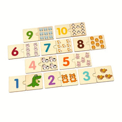 Wooden Number Matching Puzzle Early Learning Toy for Toddlers