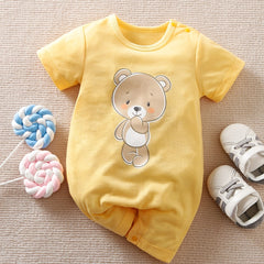 Cartoon Bear Graphic Romper Short Sleeve Jumpsuit