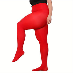 Solid Stretchy Control Top High Rise Semi Opaque Nylon Pantyhose