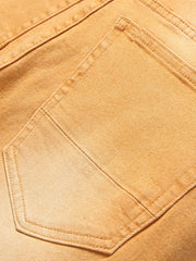 Solid Washed Denim Pants Mens Straight Leg Slim Fit Jeans