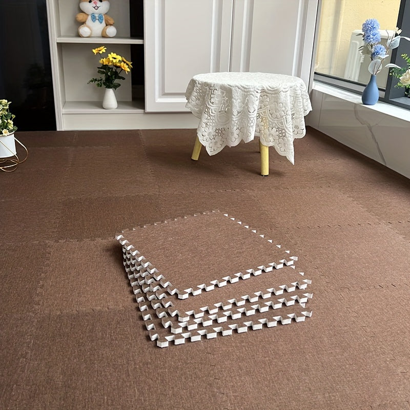 10pcs Linen Puzzle Floor Mat Bay Window Seat Mat Interlocking Carpet Cushion