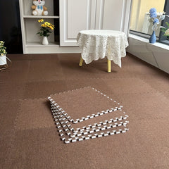 10pcs Linen Puzzle Floor Mat Bay Window Seat Mat Interlocking Carpet Cushion