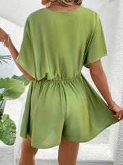 Casual Surplice Neck Batwing Sleeve Romper Jumpsuit