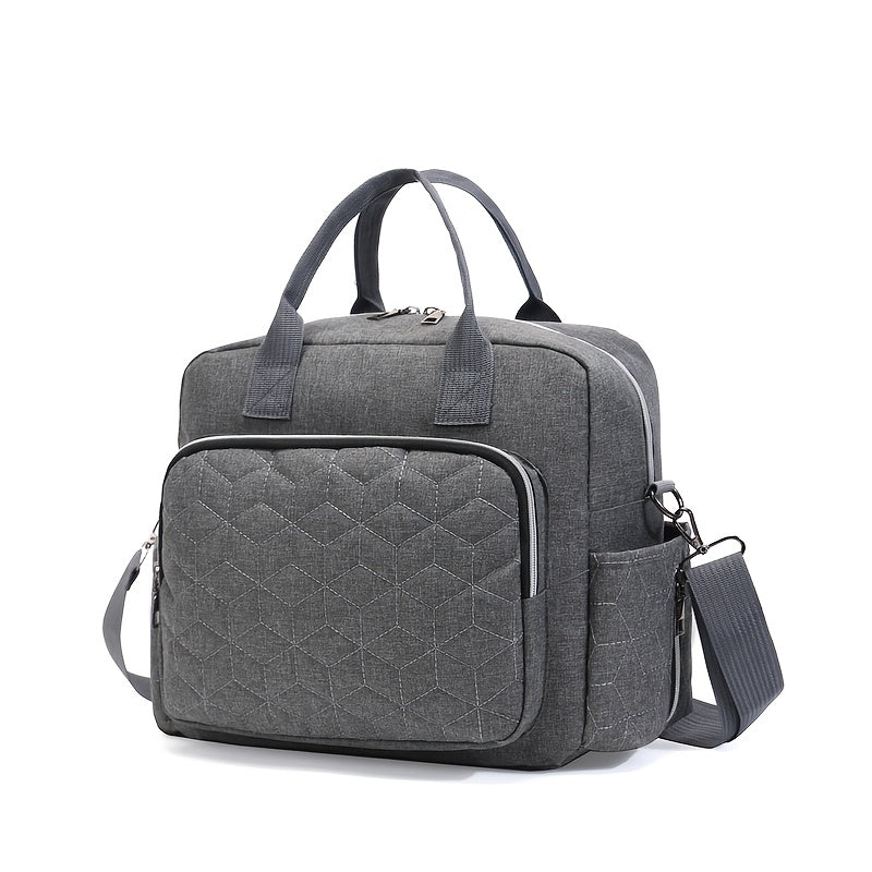 Stylish Grey Argyle Embroidered Mommy Bag
