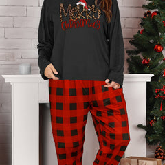 Christmas Lounge Set Women's Leopard Tee Plaid Pajamas