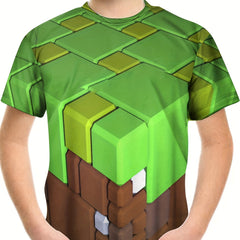 Boys 3D Print Tee Tops Round Neck Casual Short Sleeve T Shirt