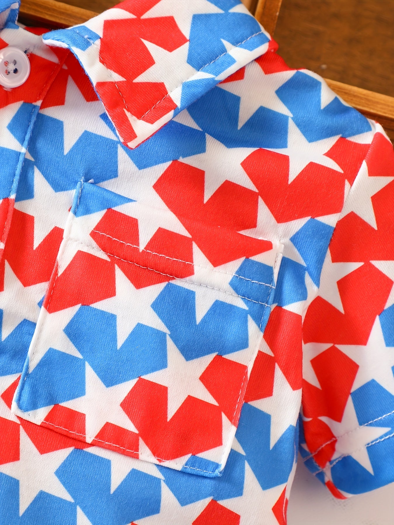 Star Print Block Polo Shirt for Baby Boys