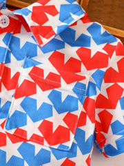 Star Print Block Polo Shirt for Baby Boys