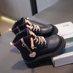 Heart Pattern Winter Boots for Girls Preppy Style Warm and Comfortable