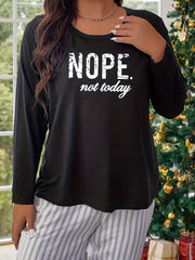 Women's Slogan Print Long Sleeve Pajama Top