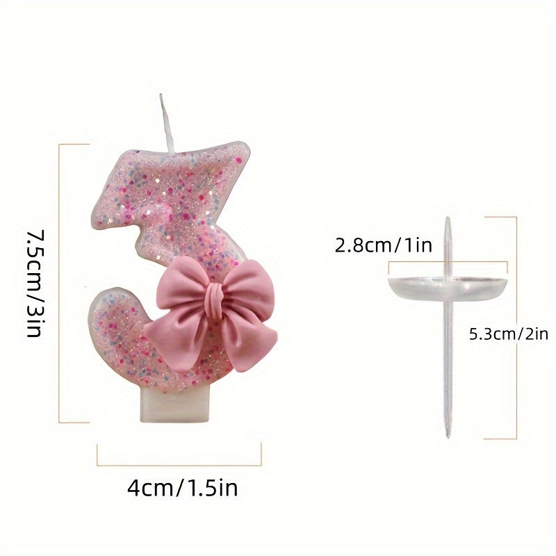 10pcs Number Candles Bow Cake Decoration For Birthday Wedding Anniversary Party