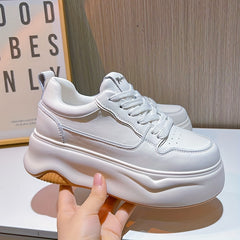 Solid Leather Skate Shoes With Thick Bottom for Women