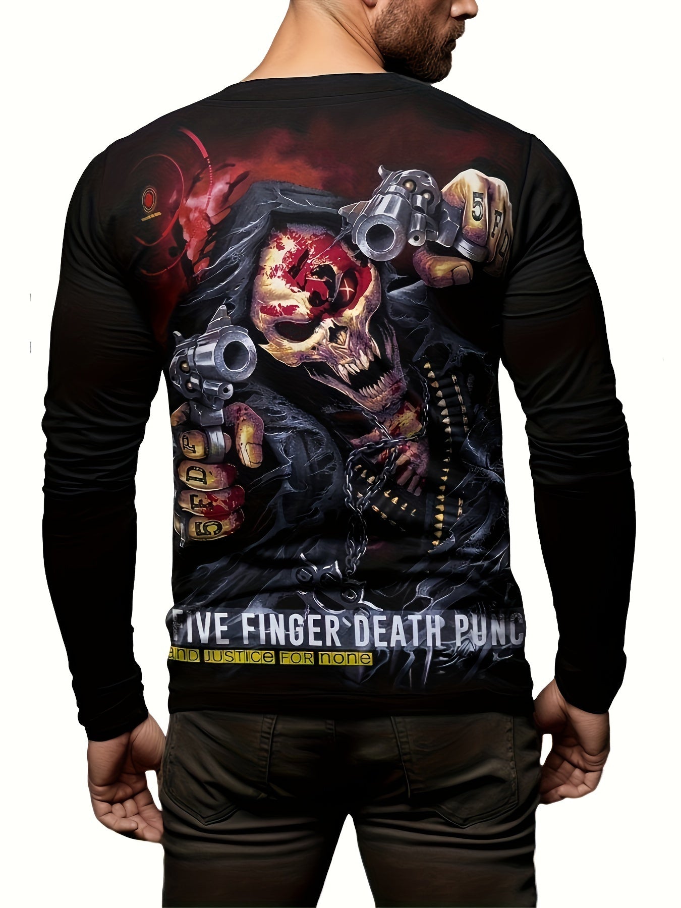 Terrifying Skull Print Men's Long Sleeve T-Shirt