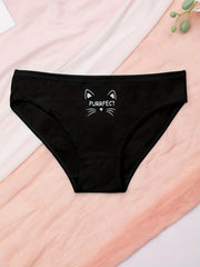 Cartoon Cat Print Briefs Comfy & Breathable Intimates Panties