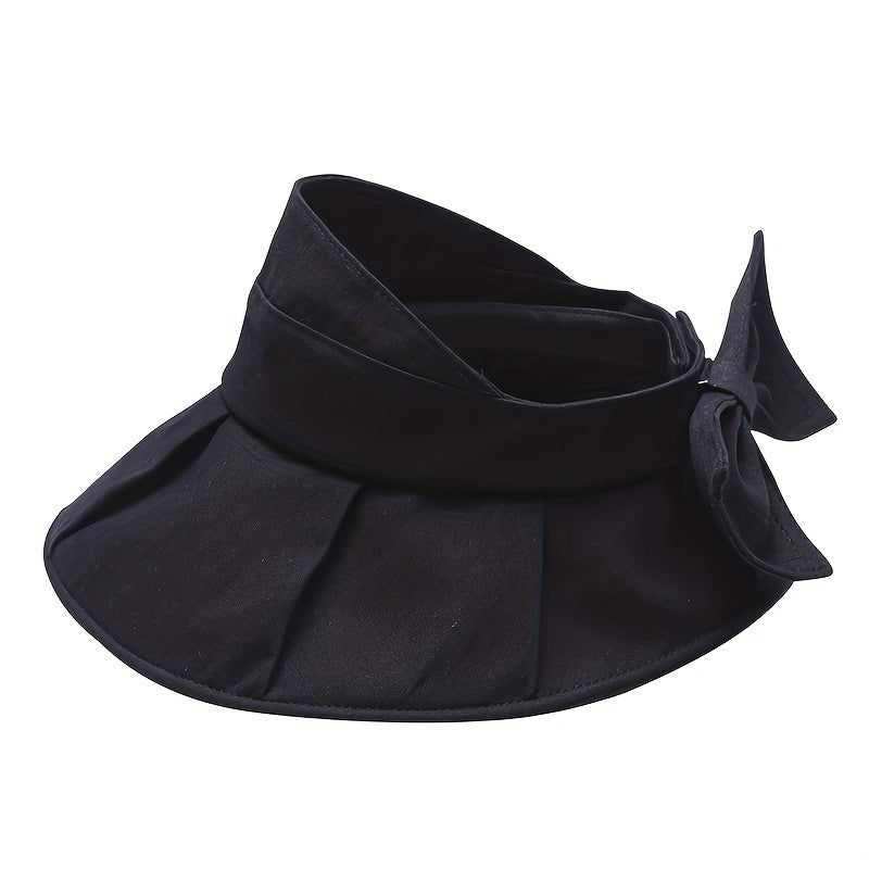 Bow Foldable Visor Sun Hat Solid Sunscreen Beach Hats Summer Vacation