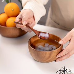 Solid Wood Salad Bowl Outdoor Camping Dining Utensils