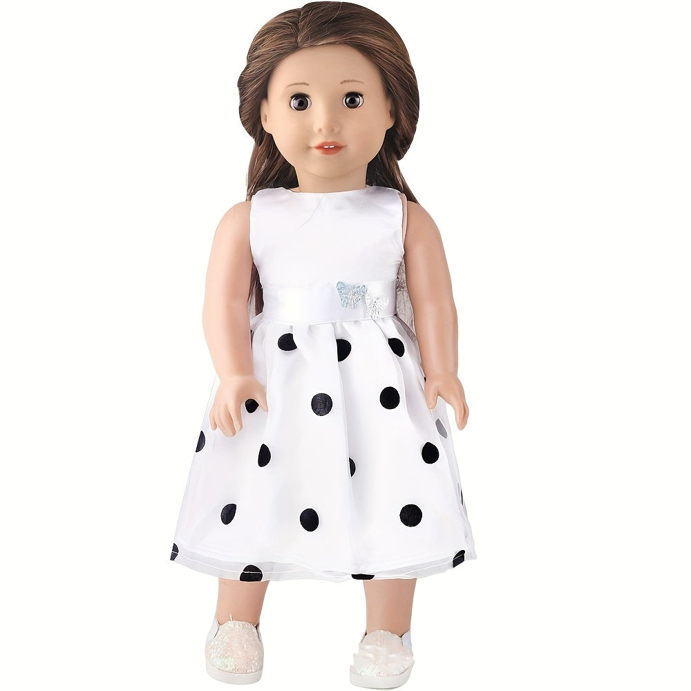 18in Doll Clothing Dress - Polka Dot Skirt, Bow Tie - Fits 18 inch Dolls