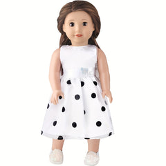 18in Doll Clothing Dress - Polka Dot Skirt, Bow Tie - Fits 18 inch Dolls