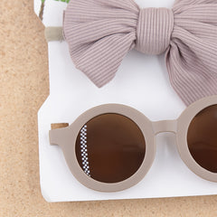 Girls Round Sunglasses & Bow Hair Tie Set Hair Accessories