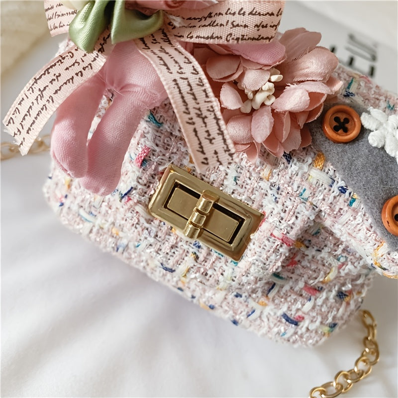 Girls Flower & Pearl Crossbody Bag Coin Purse Kids Accessories