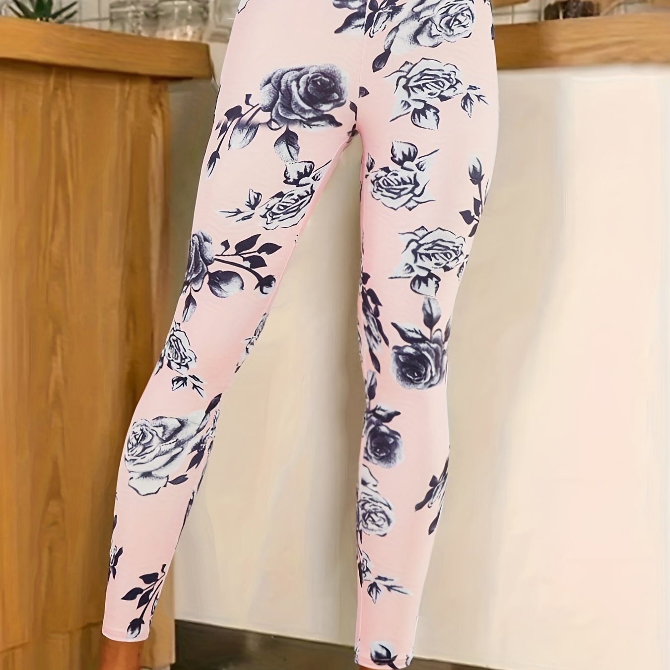 Floral Skinny Leggings High Waist Stretchy Women's Clothing