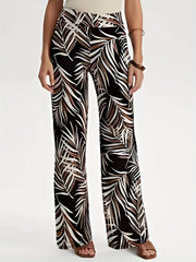 Women's Tropical Print Wide Leg Trousers