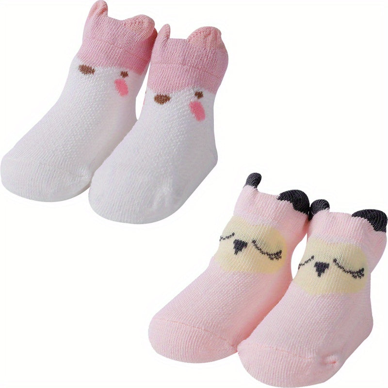 2pairs Baby Cartoon Animal Pattern Socks for 0-24 Months