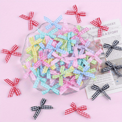 100pcs Colorful Plaid Small Bows DIY Hairpin Headgear Accessories