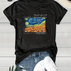 Graphic Casual T shirts Short Sleeve Round Neck Summer Sports Tee