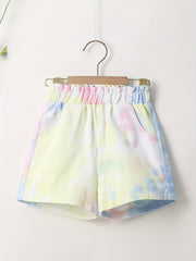 Girls' High Waist Tie Dye Denim Shorts