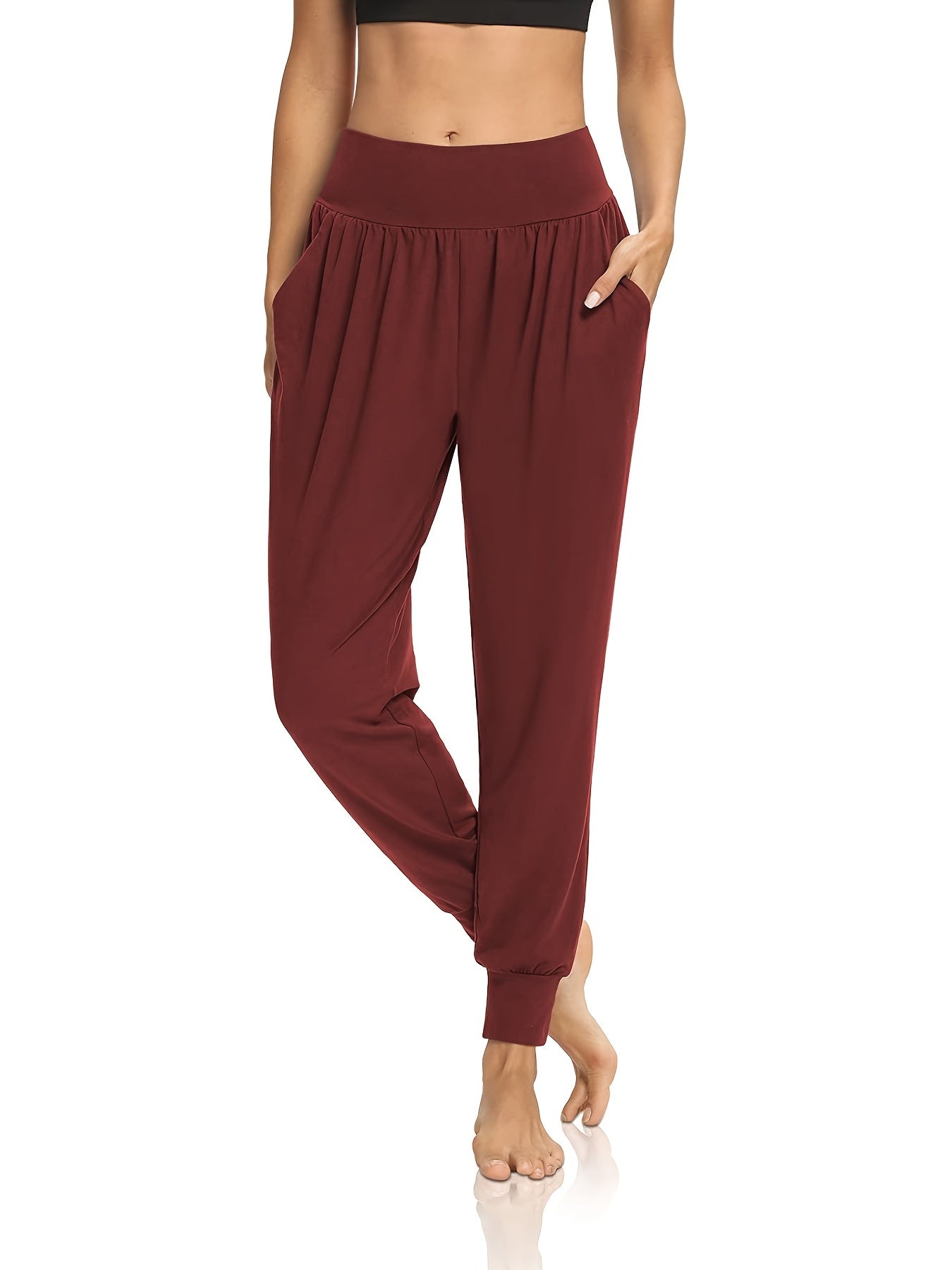Women's High Waist Jogger Pants Loose Pleated Yoga Fitness Pants