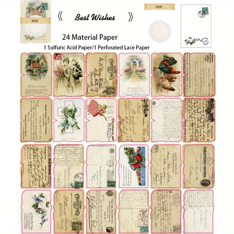 26 Sheets Scrapbooking Paper with Lace Cutout 16.99x11.99 cm