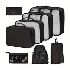 9-Piece Travel Luggage Organizer Set with Shoe & Toiletry Bag