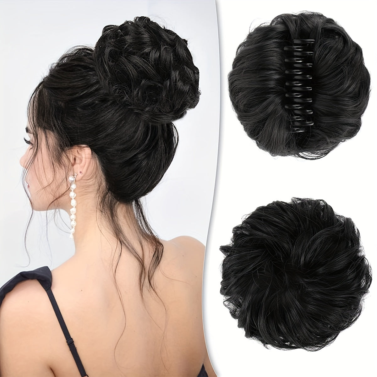 Messy Hair Bun Hair Piece Tousled Updo Hairpiece For Women Wavy Curly