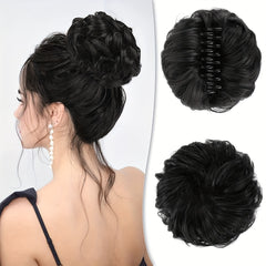 Messy Hair Bun Hair Piece Tousled Updo Hairpiece For Women Wavy Curly