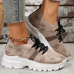 Women's Geometric Pattern Knit Athletic Running Shoes
