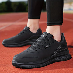 Men's PU Leather Lace up Sneakers Casual Walking Shoes Comfortable And Breathabl