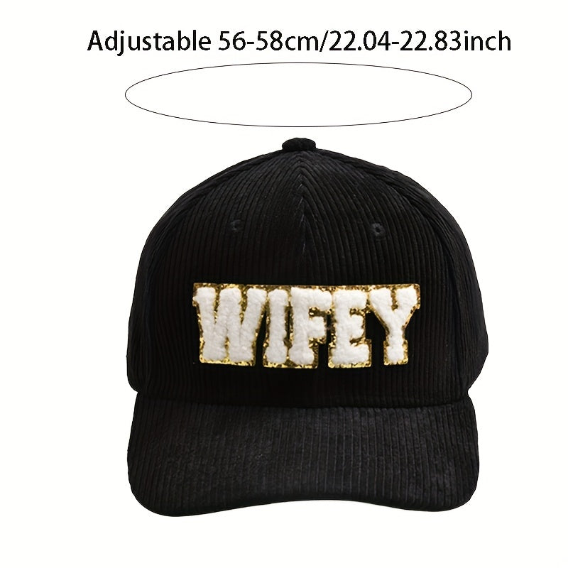 WIFEY Corduroy Baseball Cap Womens Dad Hat Adjustable Sports