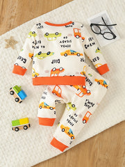 Baby Boy Pajama Set Cartoon Graphic Pullover Pants Set
