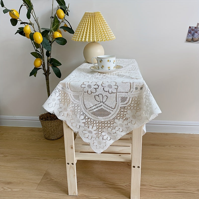 Polyester Round Lace Tablecloth Cafe Desktop Decoration Background Cloth