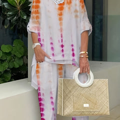 Women's Plus Tie Dye Tunic Top & Pants Set