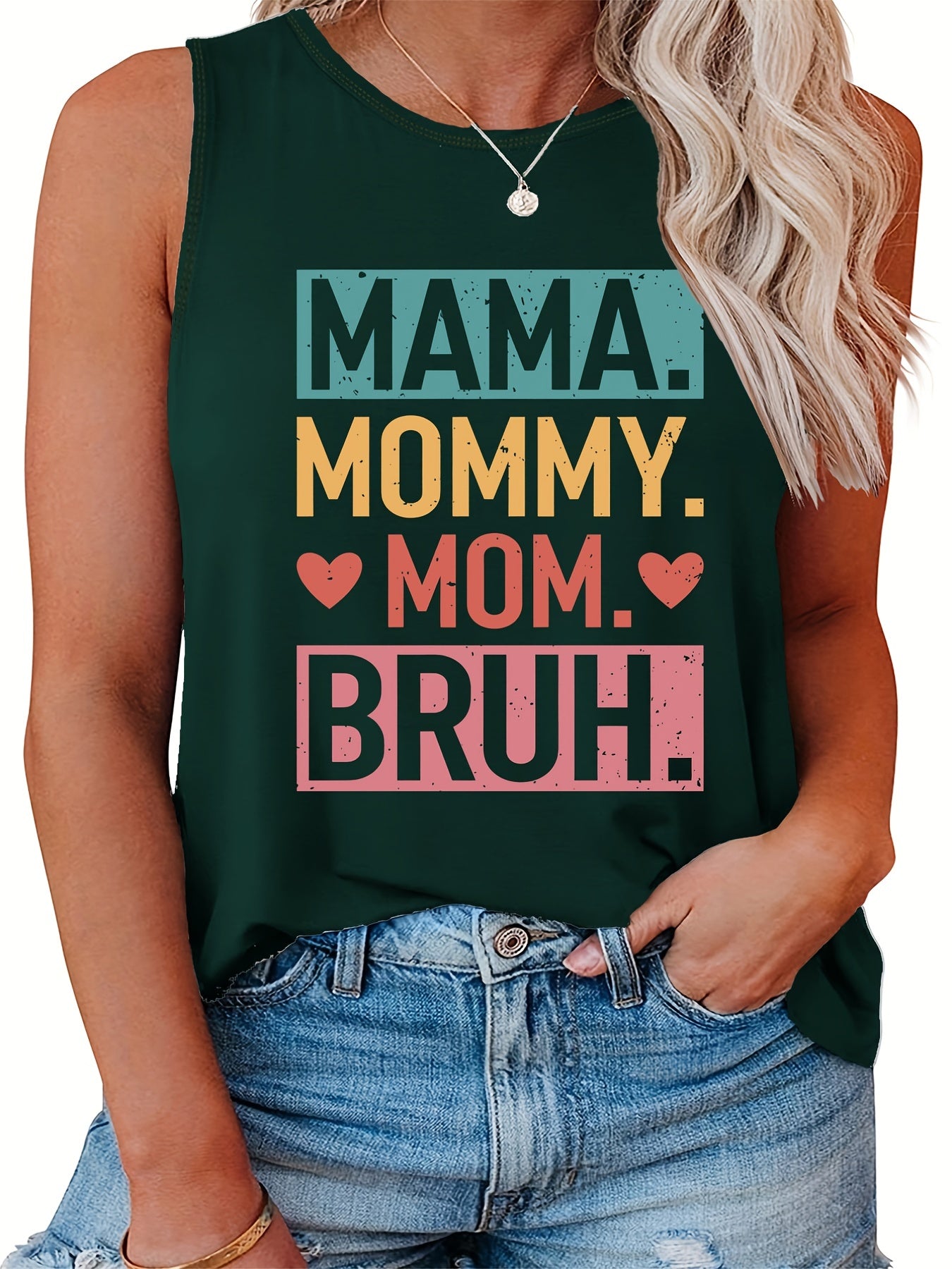 Women's Plus Size Colorful Letter Print Tank Top