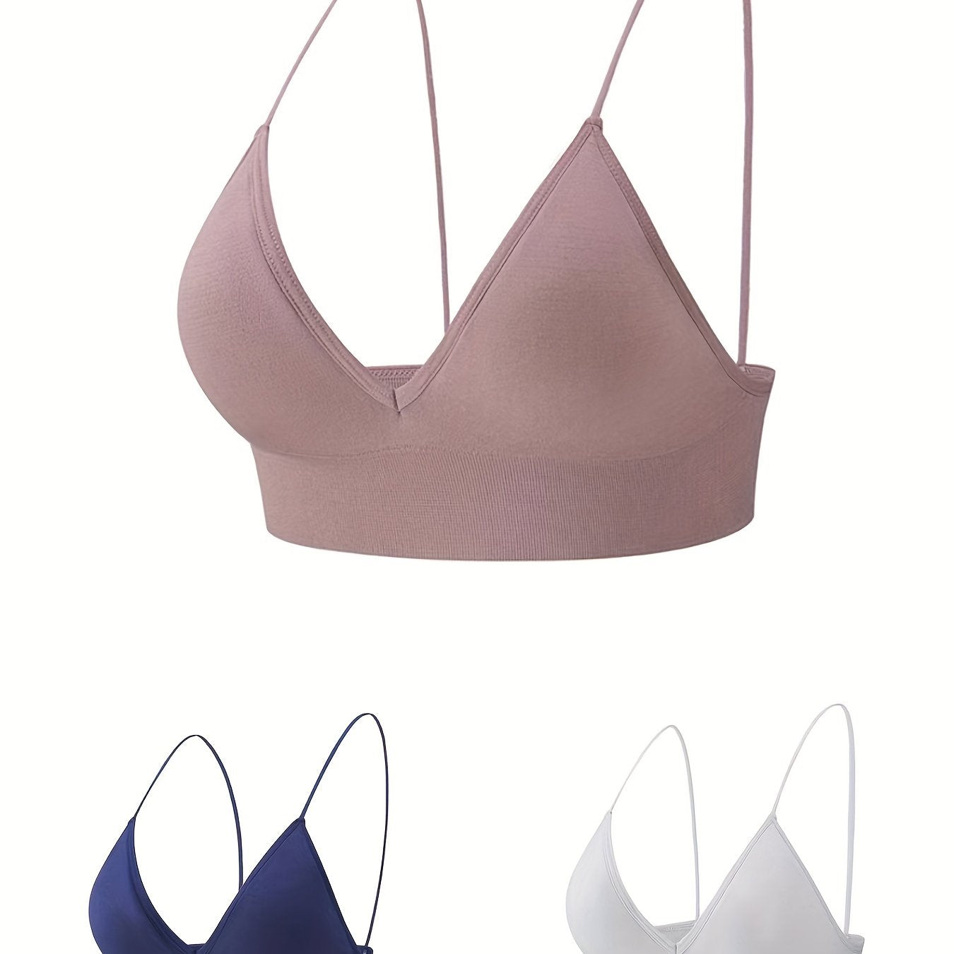 3pcs Backless Thin Strap Bras Seamless Bottoming Lingerie