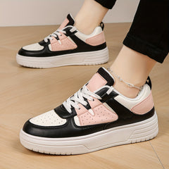 Women's Block Faux Leather Chunky Skate Shoes For Outdoor Sports