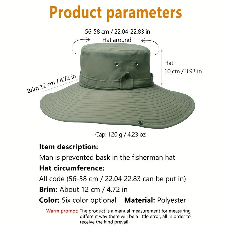 Men's Outdoor Large Eaves Fisherman Hat with Sun Protection
